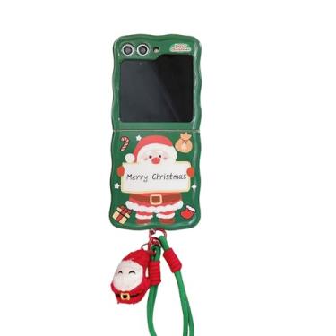 Imagem de SKPY Compatível com Samsung Galaxy Z Flip 5 Capa estilo Natal 360° Antiqueda à prova de choque com pulseira de Natal exclusiva para meninos meninas mulheres homens