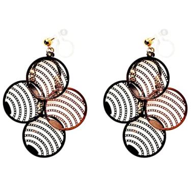 Imagem de Miyabi Grace Brincos invisíveis com clipe pendurados em forma de gota dourada, filigrana, folha prateada, prendedor de renda, brincos modernos não perfurados para mulheres, Resina