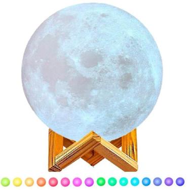 Imagem de Umidificador Lua Cheia 3D Luminária E Luz Multicolorida - MODERNA