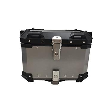 Imagem de Mala de viagem para motocicleta 80L 65L 55L 45L Caixa de ferramentas de porta-malas traseira para capacete de liga de alumínio para clique 125 150 Vario 125 150 capa superior de motocicleta (prata