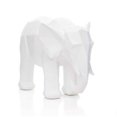 Imagem de Escultura Elefante Em Poliresina Branco 15x20x9cm - DROSSI