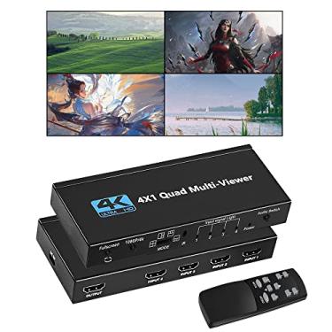 Imagem de WrixWric Hdmi Multiviewer Switch 4X1, Hdmi Quad Multi-Viewer Seamless Switcher 4 Em 1 Saída Com Controle Remoto Ir, Suporte 4K 30Hz, 5 Modos De Exibição Para Câmera De Segurança, Monitor, Consoles D