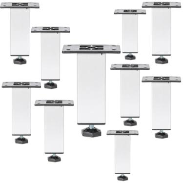 Imagem de EMPÓRIO ACESSÓRIOS - Kit 10 Pé Alumínio 8cm Fosco Cozinha Móveis 40x40 Regulável