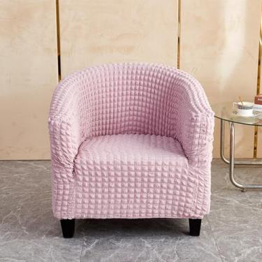 Imagem de Capa de cadeira de sofá antiderrapante à prova de poeira capas de cadeira de café capas de assento de fio de bolhas elásticas - rosa ||tamanho regular