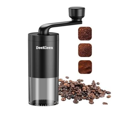 Imagem de DeeKleen Moedor de café cônico manual, moedor de cerâmica, manivela, portátil, perfeito para máquina de café expresso em casa, viagens, acampamento, configuração interna ajustável, cesto de pó visível
