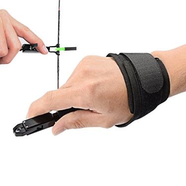 Imagem de SHENG-RUI Auxiliares de liberação de arco composto para gatilho de arco, alça ajustável para pulso para destros (preto)