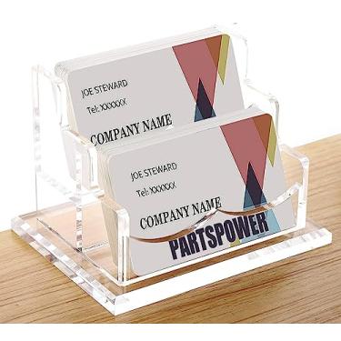 Imagem de Acrylic Business Card Holder for Desk, Horizontal Clear Business Name Card Display Stand, Desk Accessory Business Name Card Organizer (Horizontal, 2-Slot)
