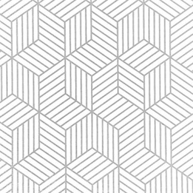 Imagem de WENMER Papel de parede hexagonal geométrico, papel de contato 43 cm x 38 cm, hexágono geométrico, prata, papel de parede autoadesivo, papel de parede de vinil para prateleira e rolo de forro de gaveta