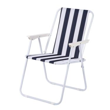 Imagem de Cadeira De Praia Adulto Aço Dobrável Piscina Sol Mar Snel Home(Azul Marinho)