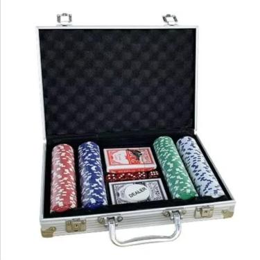 Imagem de Maleta Poker 200 Fichas Alumínio Kit Completo Jogo Oficial