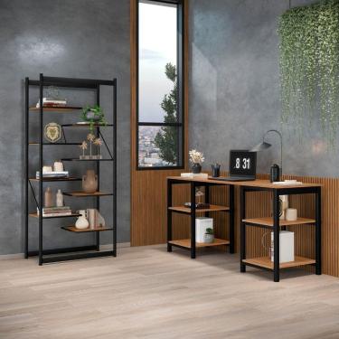 Imagem de Mesa Escrivaninha Office Espaçoso Moderno Canela Rústico