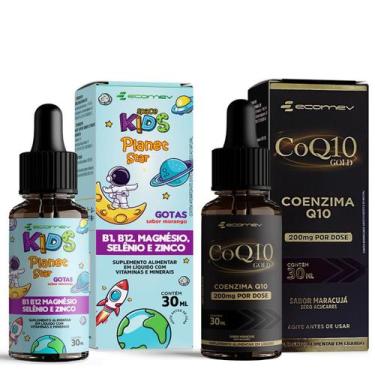 Imagem de Kit Coenzima Q10 200mg  Foco Kids Vitamina infantil Gotas Sublingual E