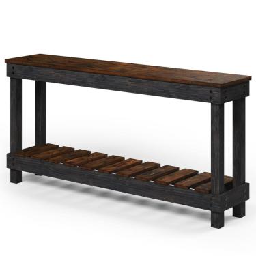 Imagem de Aparador de Madeira com Prateleira Walnut Distressado