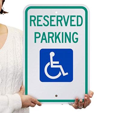 Imagem de SmartSign Placa de estacionamento de deficientes federais reserved Basics | 30,48 x 45,72 cm de grau de engenheiro ACM reflexivo