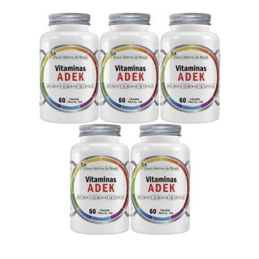 Imagem de 5x Complexo Vitaminas Adek a, d, e, K 300 Cápsulas 500mg - Flora nativa do Brasil