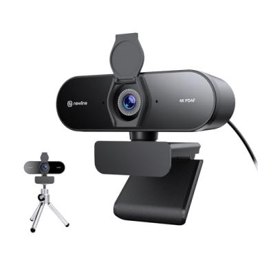 Imagem de N newline Webcam 4K para PC com tripé, autofoco PDAF, 1080p a 60FPS, 79° FOV, baixa distorção, 2 microfones de redução de ruído, capa de privacidade, plug & Play, câmera de PC para Skype, equipes