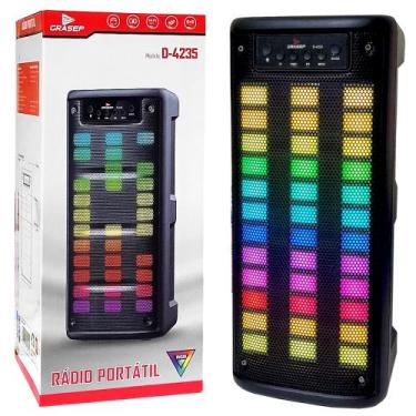 Imagem de Caixa de Som Bluetooth Torre Grasep 2 Alto Falantes Hi-Fi LED FM SD Pe