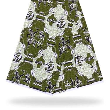 Imagem de Shenbolen Tecido de cera de impressão africana Kente pano Ankara 100% poliéster (6 jardas, E)