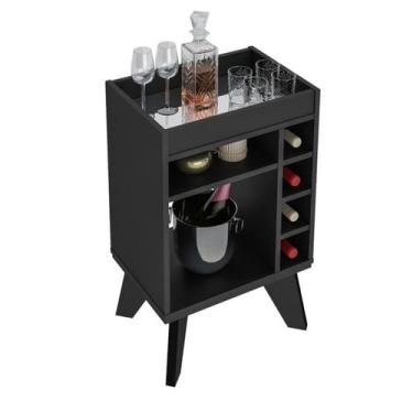 Imagem de Aparador Adega Bar 4 Nichos 72X45 cm DRI 4139 Preto ARLY - Milani Stor