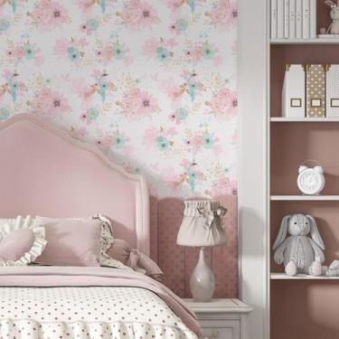 Imagem de Papel De Parede Infantil Passaros Rosa E Azul Quarto 3m - DELIQUADROS