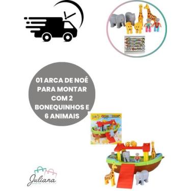 Imagem de Arca de Noé para Montar com 2 Bonequinhos e 6 Animais - Maral