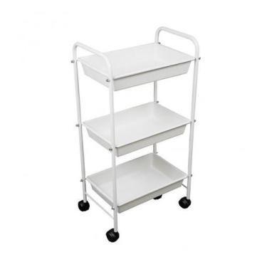 Imagem de Carrinho Mesa Auxiliar 3 Bandejas Cabeleireiro Branca - Nayuna