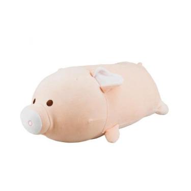 Imagem de Porco Rosa Deitado Cilíndrico 38cm - Pelúcia - Fofy Toys