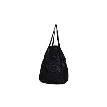 Imagem de Bolsa Feminina Forrada Macramê Sacola Bag Compras Passeio Preta