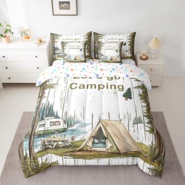 Imagem de Feelyou Conjunto de cama solteiro para acampamento, 7 peças, para crianças, meninos, meninas, trailer, acampamento em uma bolsa, conjunto de cama