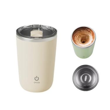 Imagem de Copo com agitação automática, copo magnético elétrico, copos agitadores recarregáveis por USB, adequados para cacau quente, café, café com leite (bege)