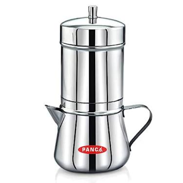 Imagem de PANCA Cafeteira de filtro premium de aço inoxidável com alça, panela de mocha, 4-6 xícaras, grande, 250 ml (grau 304 SS)