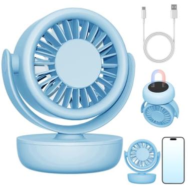 Imagem de Mini ventilador de mesa magnético USB, ventilador de mesa pequeno portátil com ventos super fortes de 3 velocidades ajustável, anjo bidirecional ajustável (17 horas de trabalho), presentes pessoais