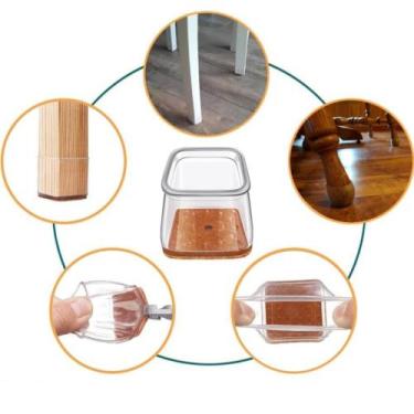 Imagem de 4 Protetores Para Pé De Cadeiras Silicone Flex Com Feltro Quadrado 2,0