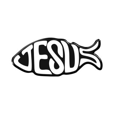 Imagem de Adesivo Decorativo Para Veiculo, Moto, Capacete, Em Relevo Facil Aplicação Jesus Cor Branco