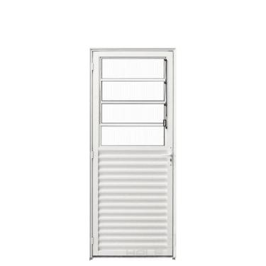 Imagem de Porta De Alumínio Com Basculante 210x80cm Lado Direito Branco