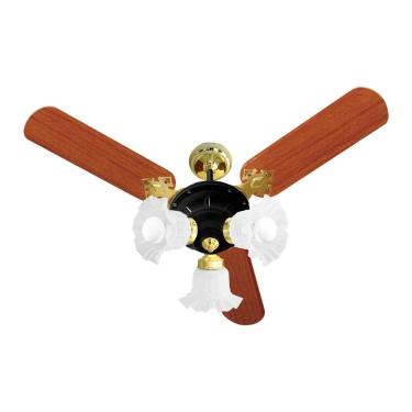 Imagem de Ventilador De Teto Venti-delta New Zeta Preto Com Dourado 3 Pás Mogno 220v