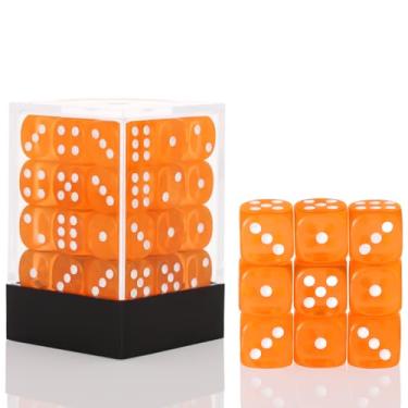 Imagem de 36 Pieces 12mm 6 Sided Dice Set,Translucent Colors D6 Game Dice Set,6 Sided Standard Game Dice for Board Games Dice Games Classroom Teaching Dices Game, with Portable Gaming Box(Orange)