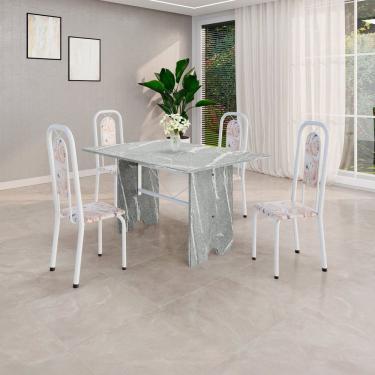 Imagem de Conjunto Sala de Jantar com 4 Cadeiras Lara Bege / Branco / Granito