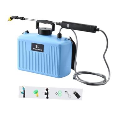 Imagem de WeiLaiKeQi Pulverizador elétrico para plantas de 9 litros com carregamento USB e alça de ombro, portátil, banho para animais de estimação, varinha extensível, Interruptor Azul de 2 Velocidades