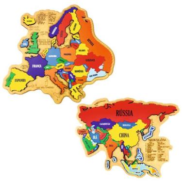 Imagem de Kit Quebra-cabeça Mapas Europa e Ásia - Drackma