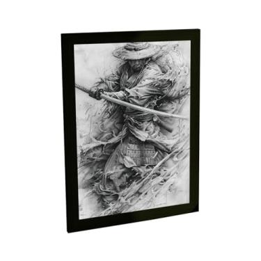 Imagem de Quadro Decorativo Samurai Onda Ilustração Japão Katana Decoração Poster Quarto Sala