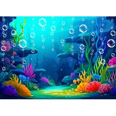 Imagem de ANKOLLE 2,1 x 1,5 m cenário sob o mar colorido decoração de recifes e algas mundo subaquático cenário de festa de aniversário oceano decoração de chá de bebê adereços de faixa de foto