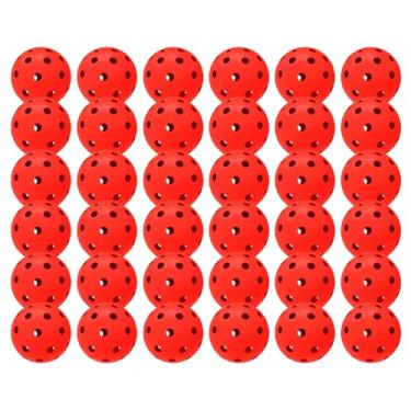 Imagem de Pacote com 36 bolas de pickleball esportivas ao ar livre - 40 bolas de pickleball - aprovadas pelos EUA (USAPA) - Bola aberta oficial dos EUA (vermelha)