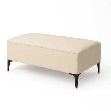 Imagem de Puff Decorativo Vegas Tecido Linho Bege Pés de Ferro 90x45x42 Bela Man