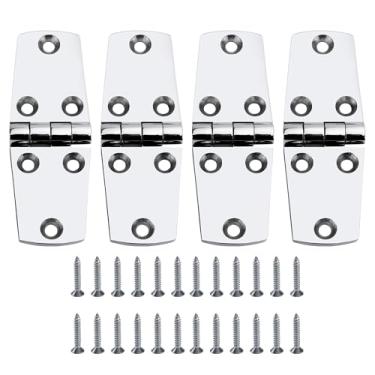 Imagem de SHENGHUISS 4 Pcs 4" x 1.5" Boat Strap Hinge Door Hinge Marine Grade Stainless Steel 316 Hinge 6 Holes (102 mm X 38 mm) Casting Cabinet Hatch Door RVs Hinges w/Fasteners