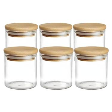 Imagem de Kit De 6 Potes Hermético Mantimento De Vidro Com Tampa Bambu 200ml