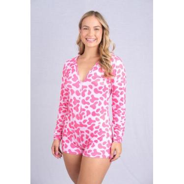 Imagem de Pijama Macaquinho Ana Júlia VACA II Adulto de manga longa Feminino Rou