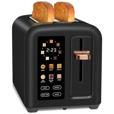 Imagem de Torradeira Elétrica 2 Fatias com Tela LCD Digital e 4 Funções, 110V 1350W, SEEDEEM, Preta