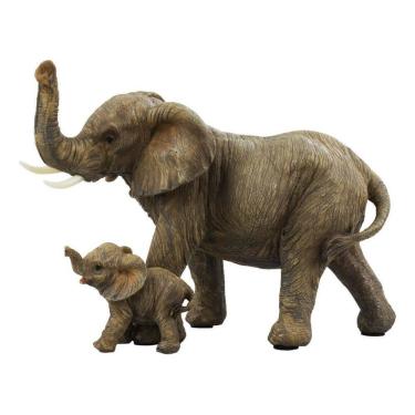 Imagem de Enfeite Animais Realistas Elefante Mãe Filhote - 23cm