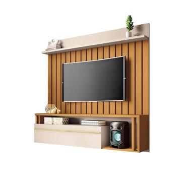 Imagem de Rack Painel Denver Suspenso Para Tv 55 Polegadas 160x155 - Cinamomo-Off White - EdeCasaMoveis
